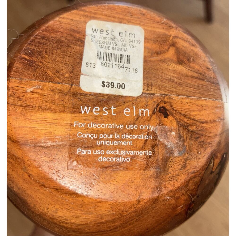 West Elm Segmented Acacia Wood Vase - Picture 5 of 9